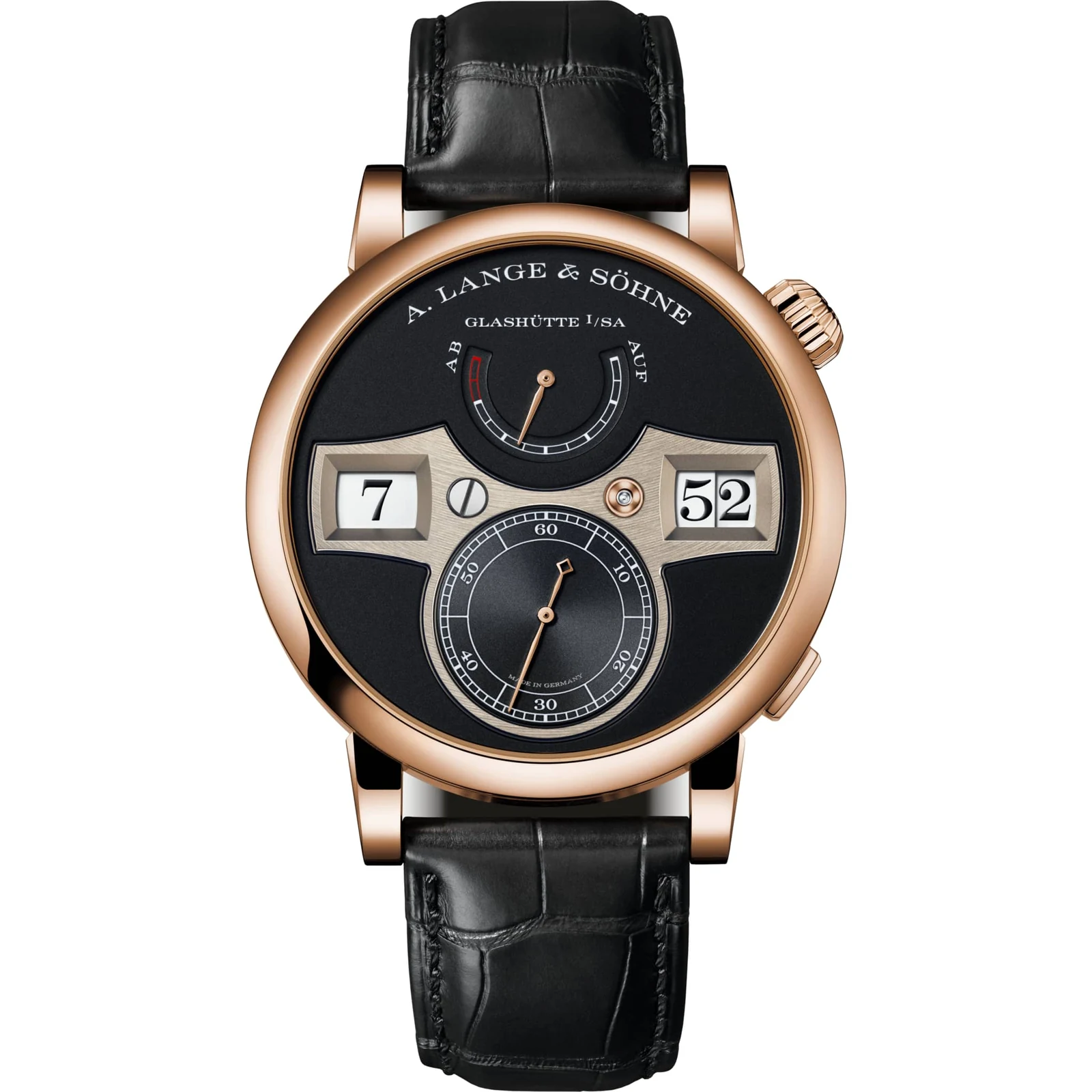 A. Lange & Söhne Zeitwerk, reference 142.031, black dial, rose gold case