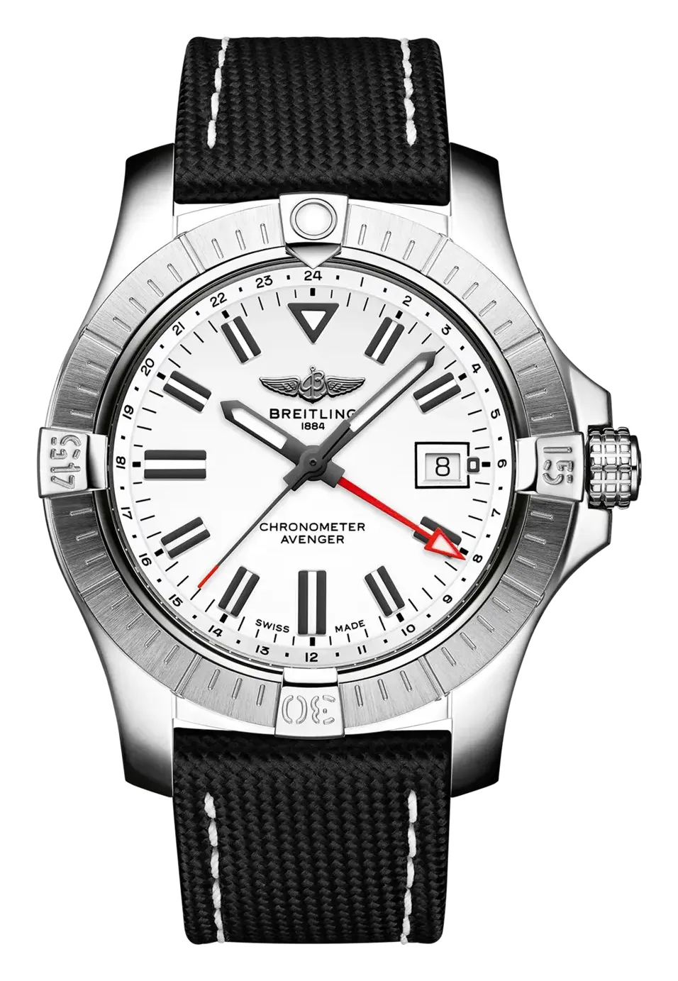 Breitling Avenger Automatic GMT 43, reference A32397101A1X1, white dial, stainless steel case