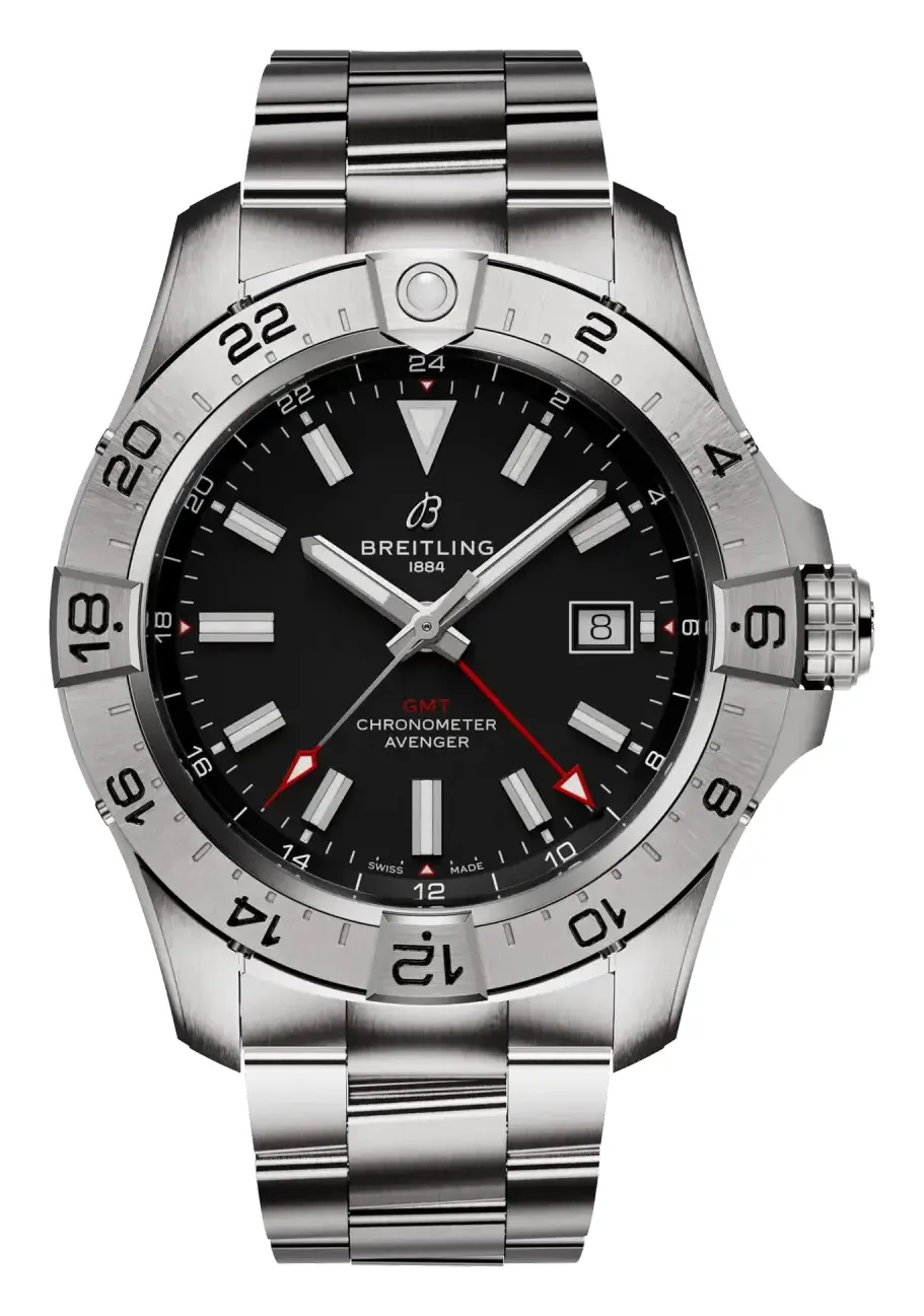 Breitling Avenger Automatic GMT 44, reference A32320101B1A1, black dial, stainless steel case