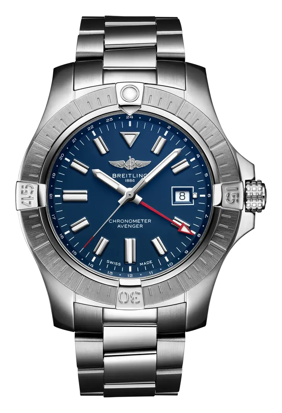 Breitling Avenger Automatic GMT 45, reference A32395101C1A1, blue dial, stainless steel case