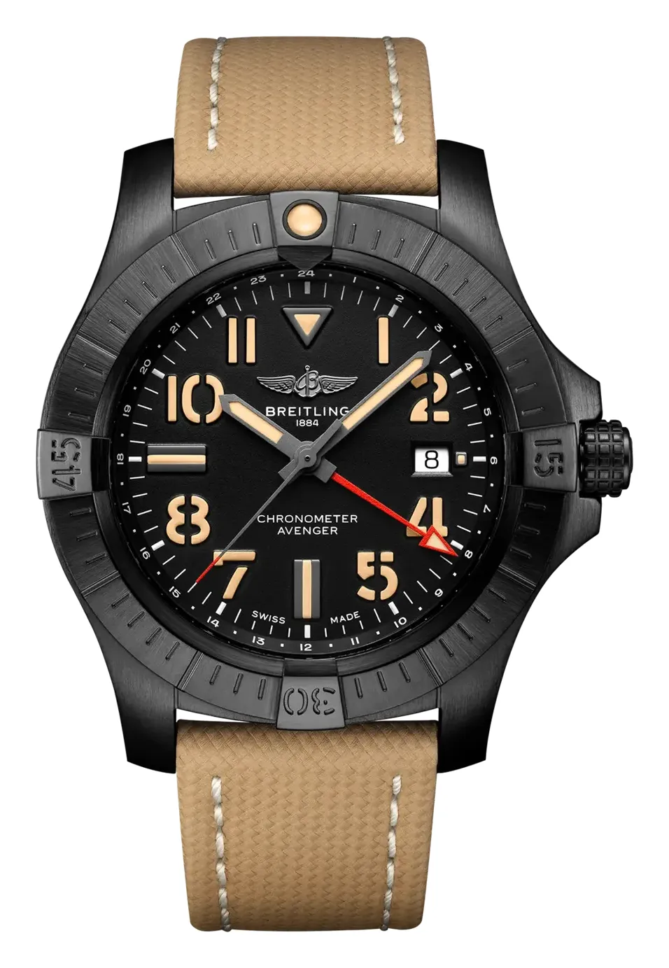 Breitling Avenger Automatic GMT 45 Night Mission, reference V32395101B1X2, black dial, titanium case