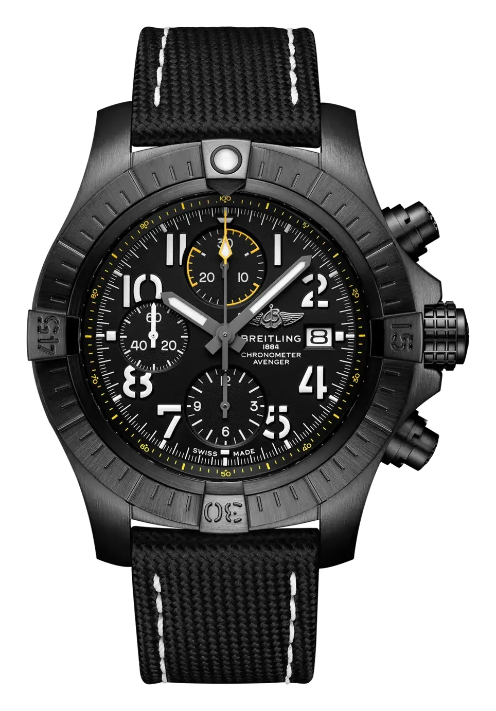 Breitling Avenger Chronograph 45 Night Mission, reference V13317101B1X2, black dial, titanium case