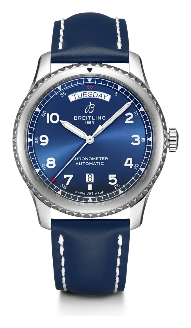 Breitling Aviator 8 Automatic Day & Date 41, reference A45330101C1X3, blue dial, stainless steel case
