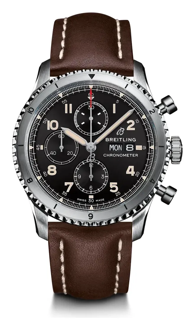 Breitling Aviator 8 Chronograph 43, reference A13316101B1X3, black dial, stainless steel case