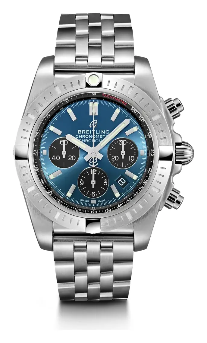 Breitling Chronomat 44 AB0115, reference AB0115101C1A1, blue dial, stainless steel case