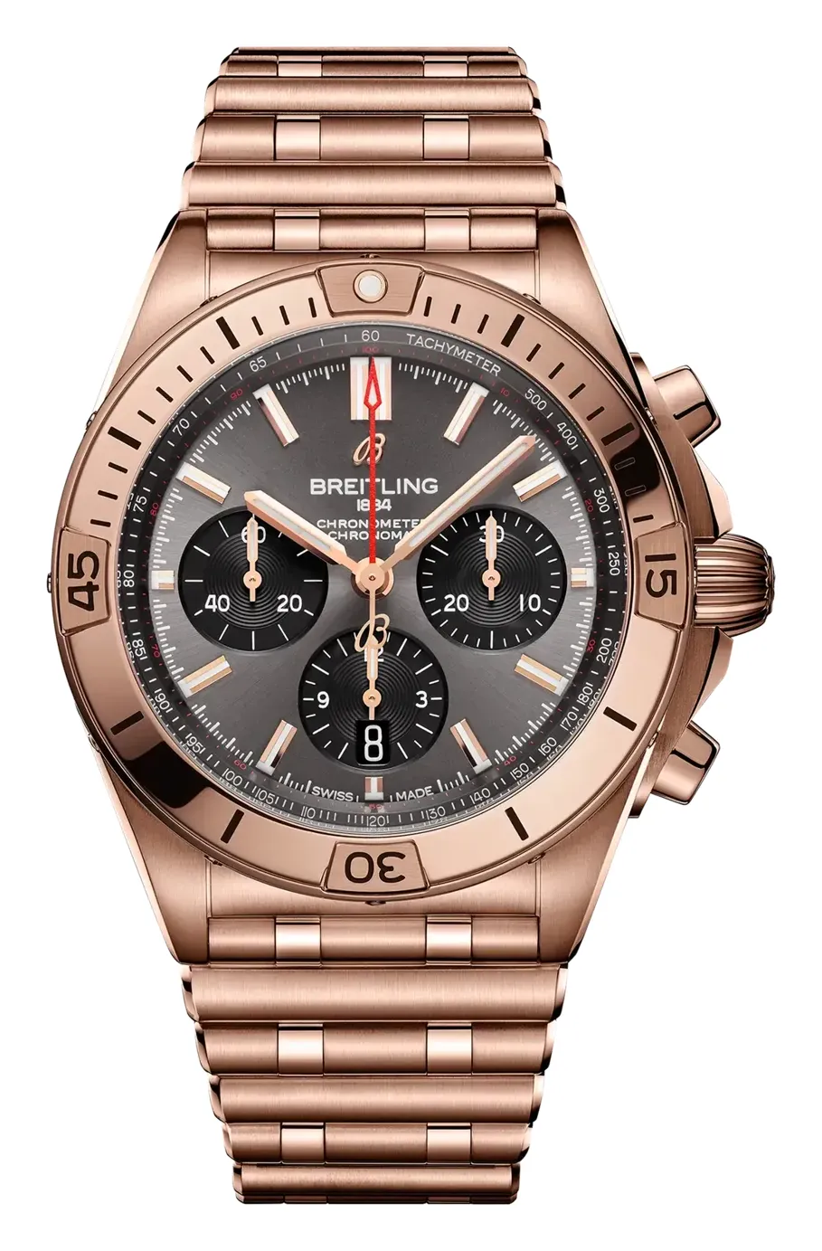 Breitling Chronomat B01 42 RB0134, reference RB0134101B1R1, grey dial, rose gold case