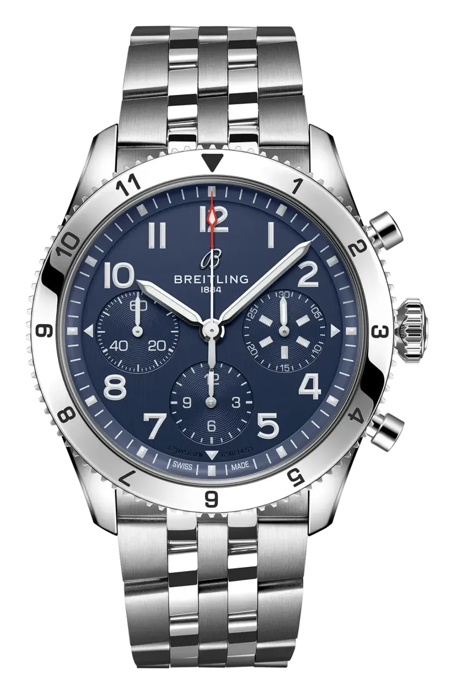 Breitling Classic AVI Chronograph 42, reference A233801A1C1A1, blue dial, stainless steel case