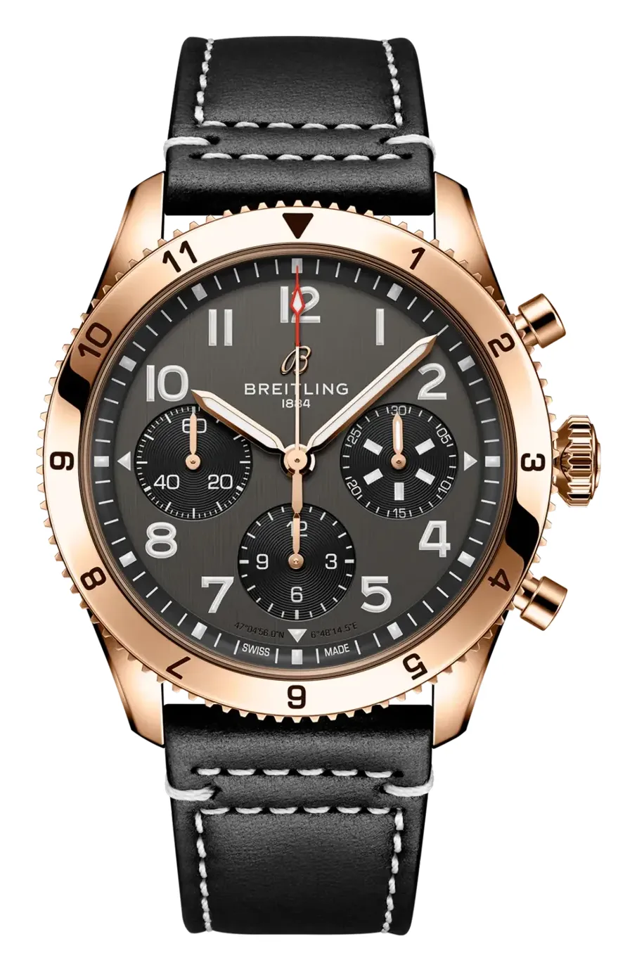 Breitling Classic AVI Chronograph P-51 Mustang, reference R233801A1B1X1, black dial, rose gold case