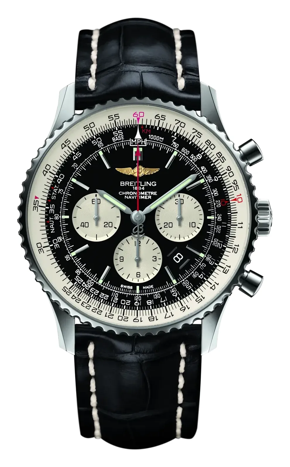 Breitling Navitimer 1 B01 Chronograph 46, reference AB0127211B2P1, black dial, stainless steel case
