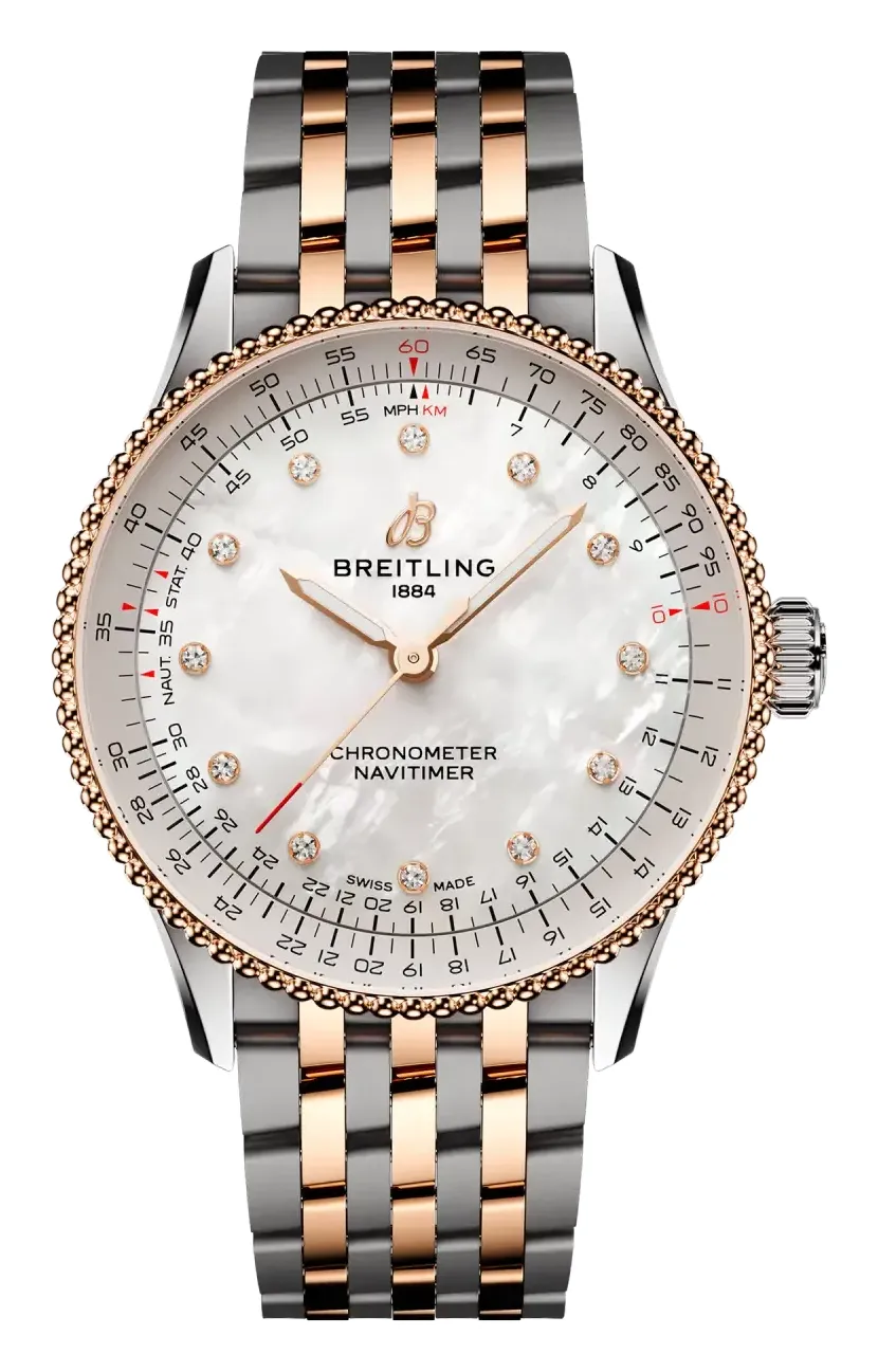 Breitling Navitimer Automatic 36 Stainless, reference U17327211A1U1, rose gold and stainless steel case