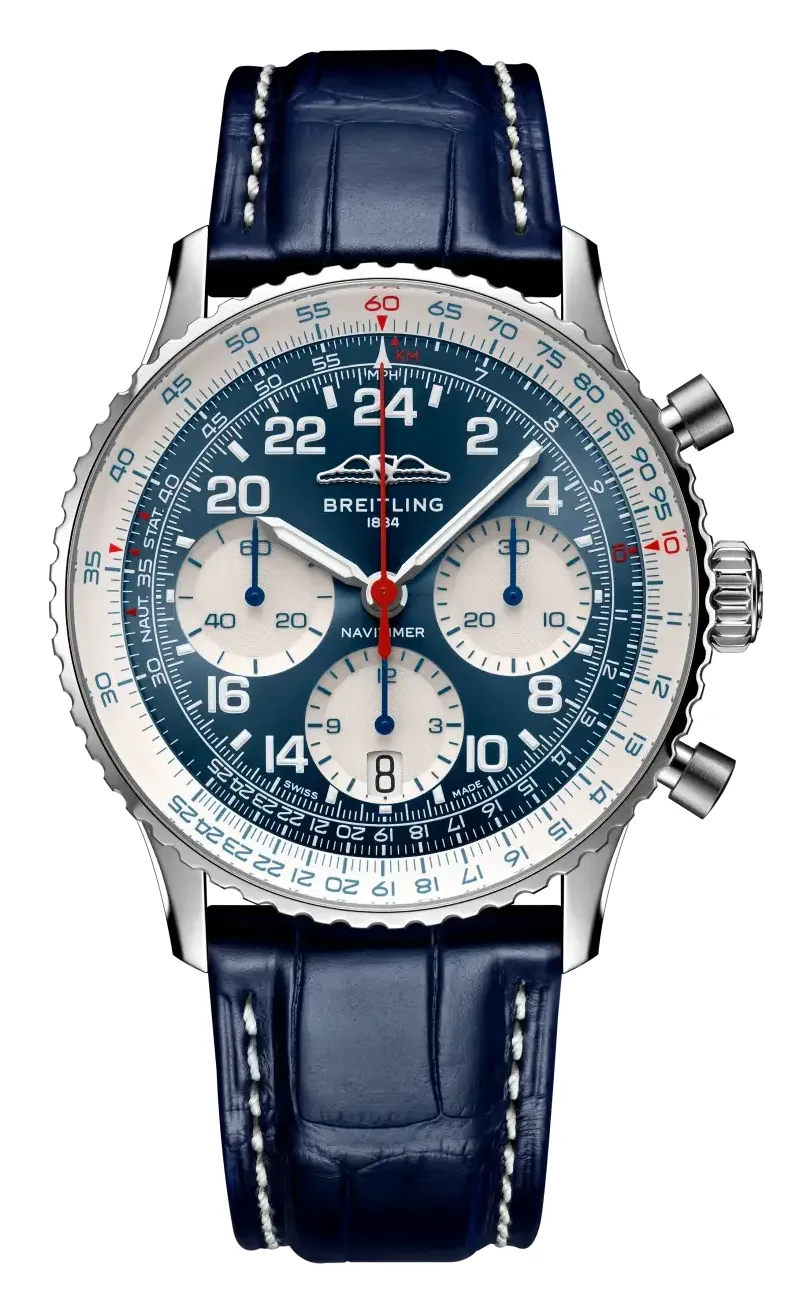 Breitling Navitimer B02 Chronograph 41 Cosmonaute Scott Carpenter Centenary, reference LB0240211C1P1, blue dial, platinum case