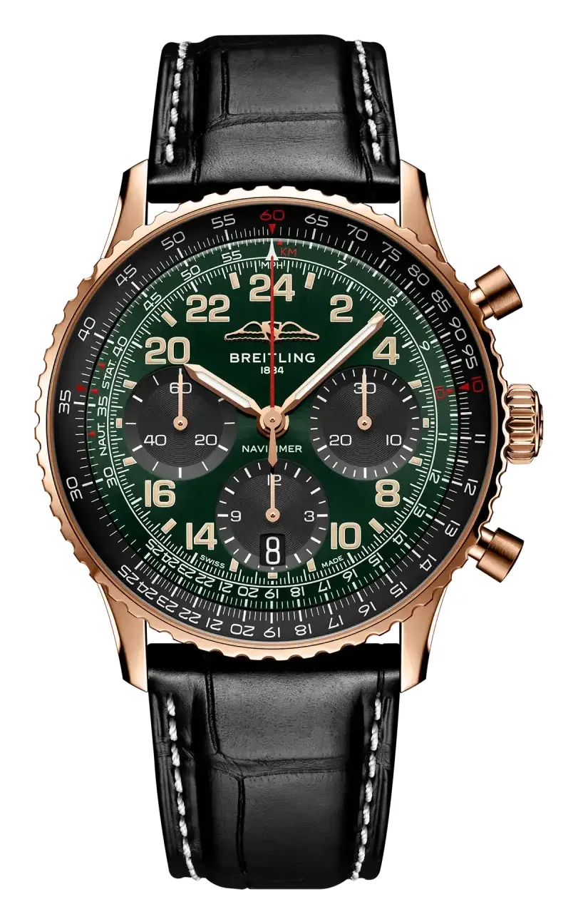 Breitling Navitimer B12 Chronograph 41 Cosmonaute, reference RB12302A1L1P1, green dial, rose gold case