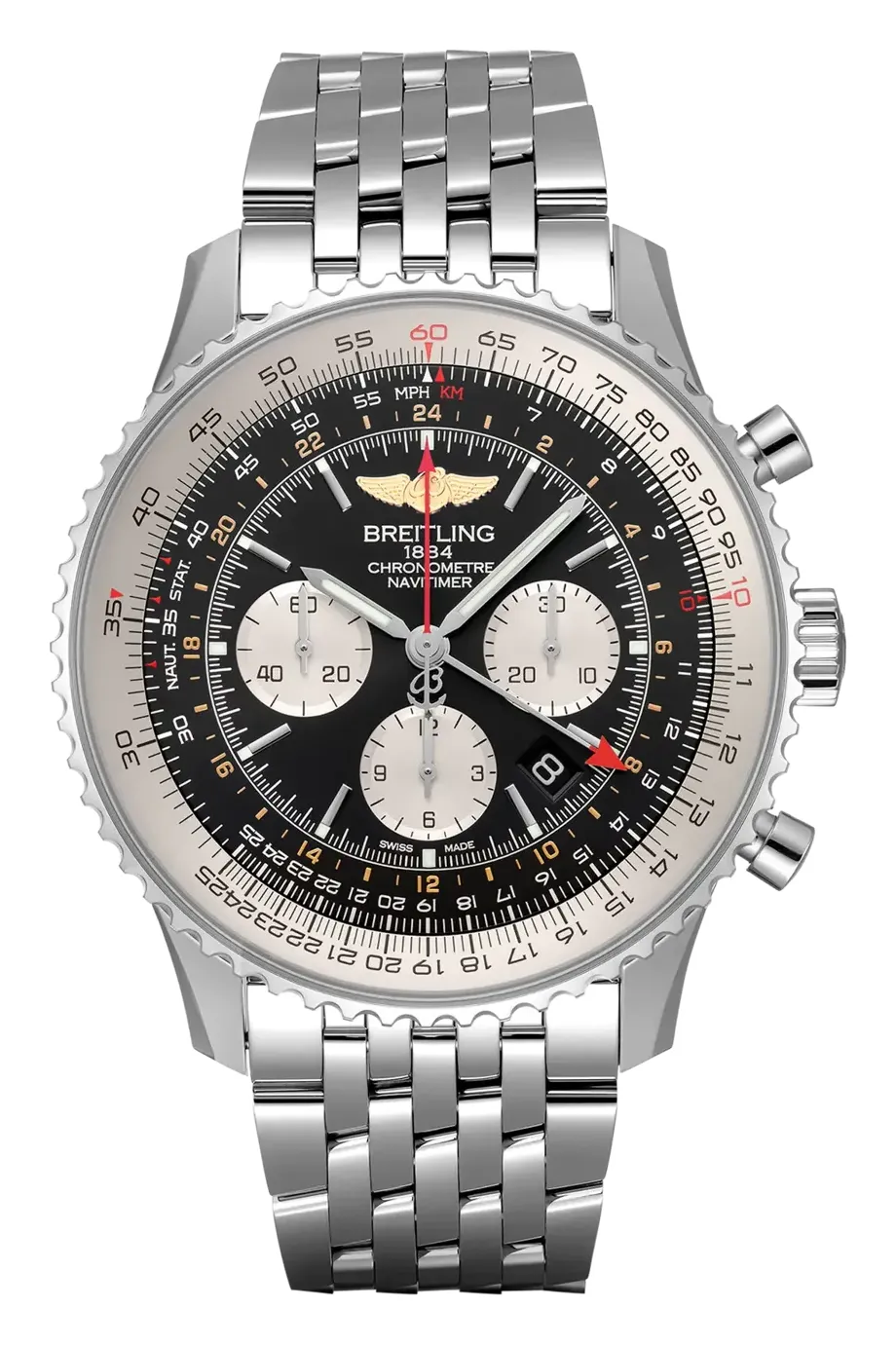 Breitling Navitimer GMT, reference AB0441211B1A1, black dial, stainless steel case