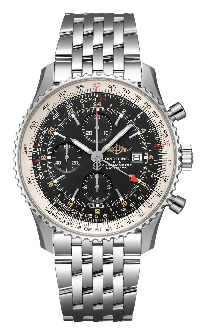 Breitling Navitimer World, reference A24322121B1A1, black dial, stainless steel case