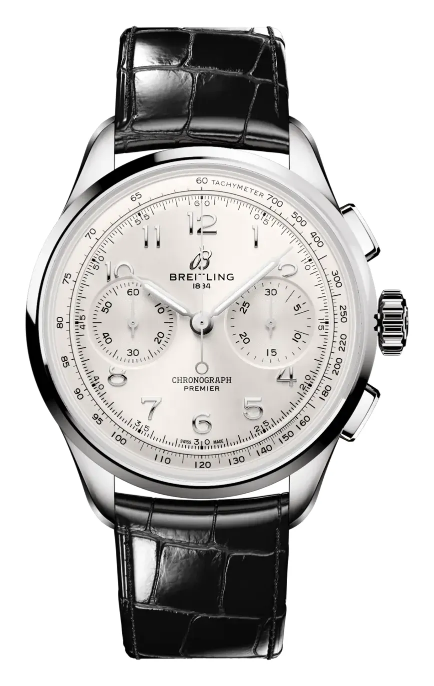 Breitling Premier Heritage B09 Chronograph 40 AB0930, reference AB0930371G1P1, silver dial, stainless steel case