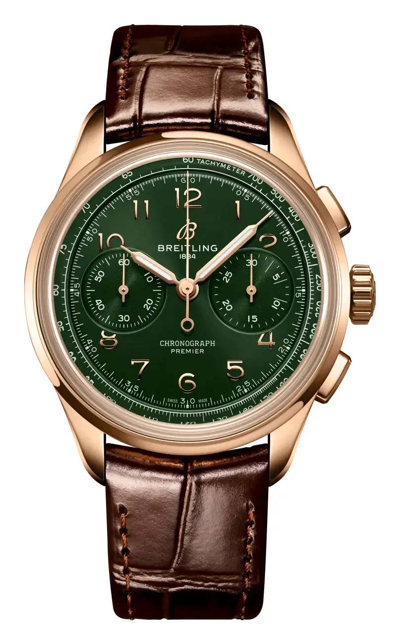 Breitling Premier Heritage B09 Chronograph 40 RB0930, reference RB0930361L1P1, green dial, rose gold case