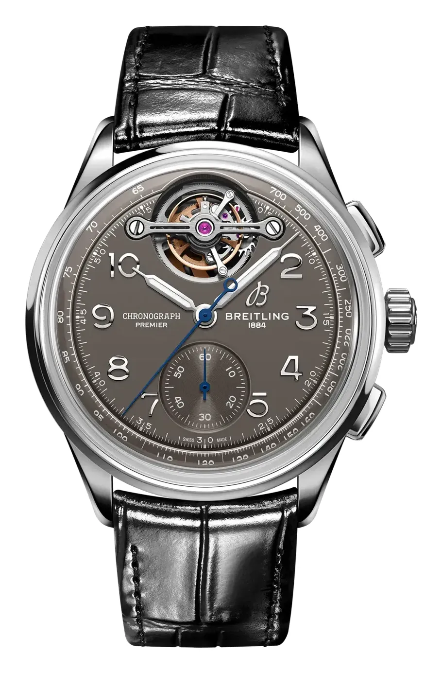 Breitling Premier Heritage B21 Chronograph Tourbillon JB2120, reference JB2120A61B1P1, grey dial, white gold case