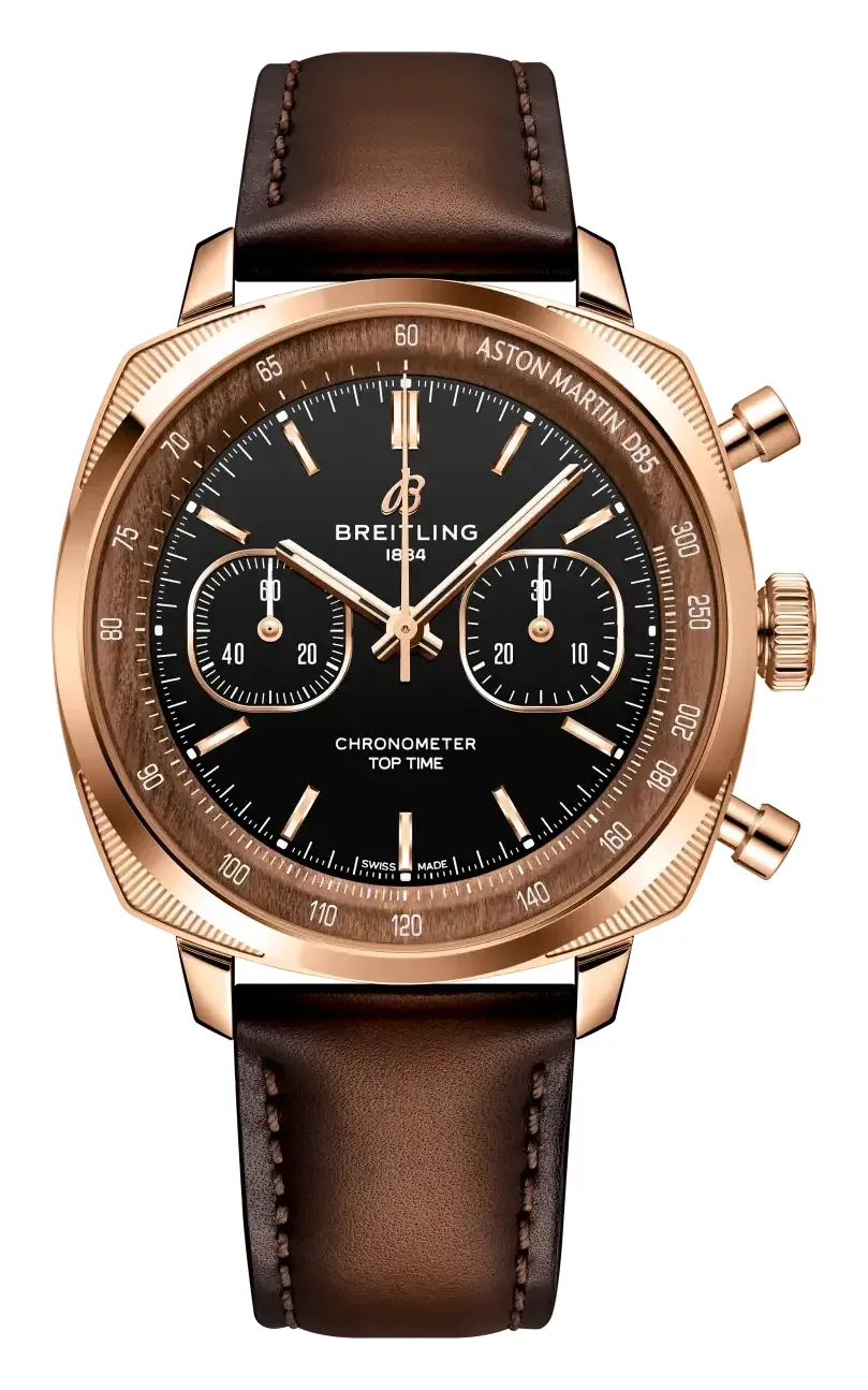 Breitling Premier Top Time B01 Tribute to Aston Martin DB5 RB0178, reference RB0178131B1X1, black dial, rose gold case
