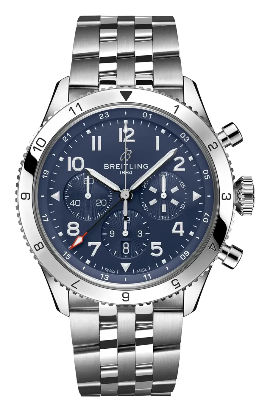 Breitling Super AVI B04 Chronograph GMT 46 AB0445, reference AB04451A1C1A1, blue dial, stainless steel case