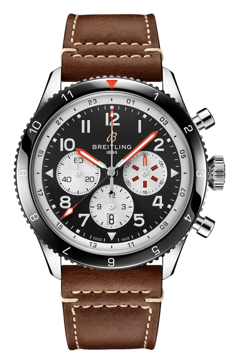 Breitling Super AVI B04 Chronograph GMT 46 Mosquito, reference YB04451A1B1X1, black dial, ceramic and stainless steel case