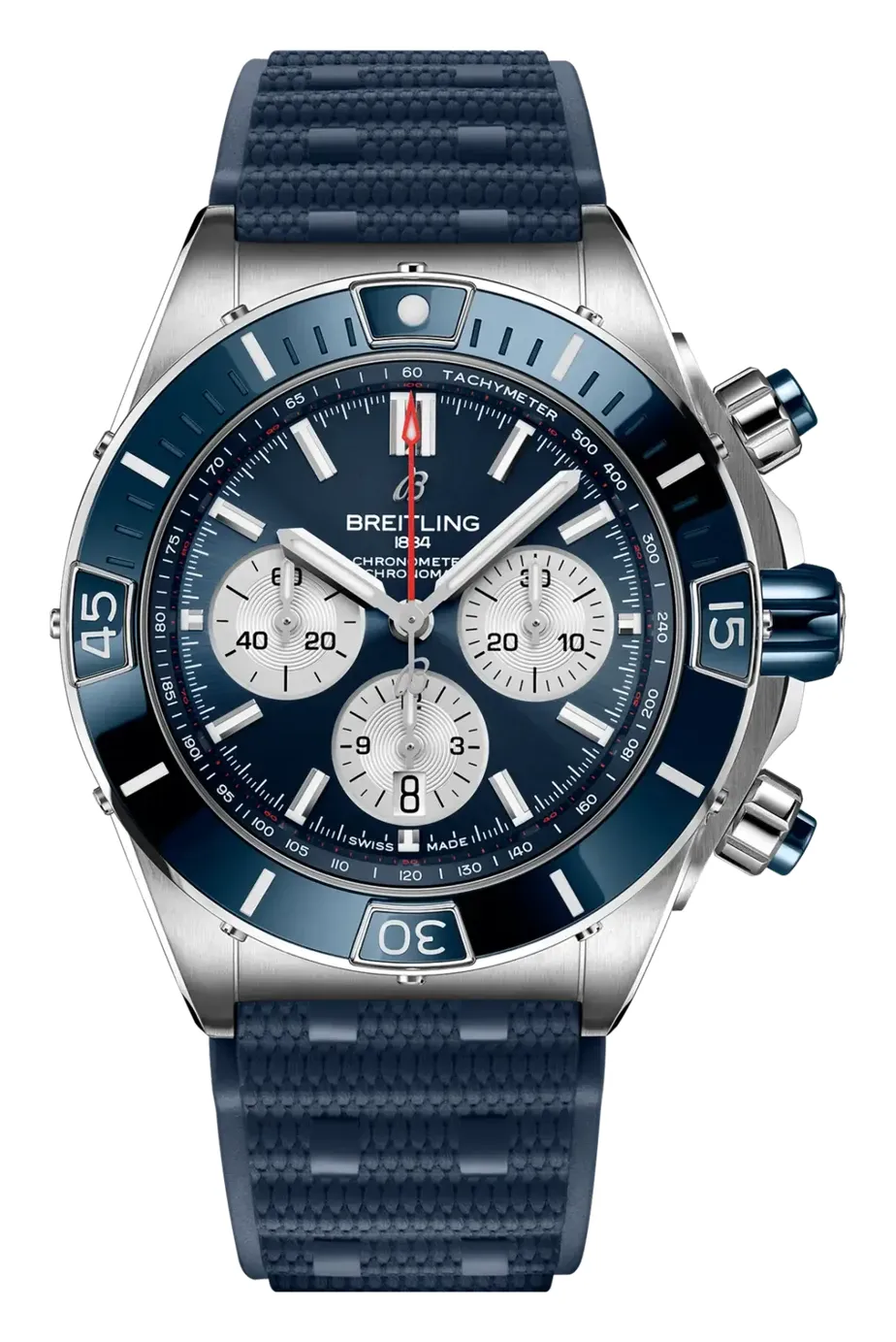 Breitling Super Chronomat B01 44 AB0136, reference AB0136161C1S1, blue dial, ceramic and stainless steel case