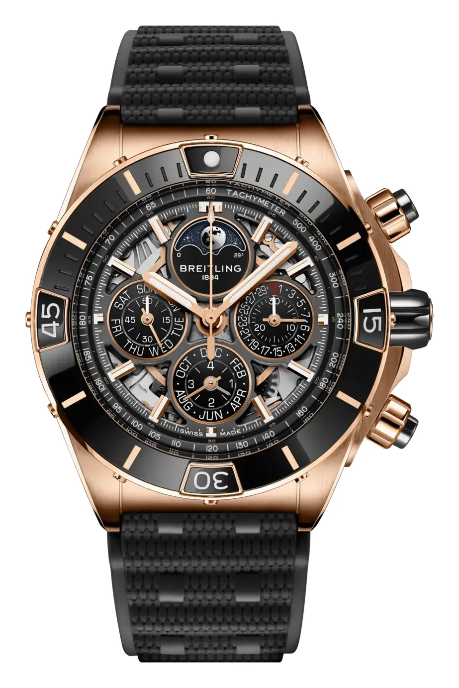 Breitling Super Chronomat B19 44 Perpetual Calendar 140th Anniversary, reference RB19301A1G1S1, ceramic and rose gold case