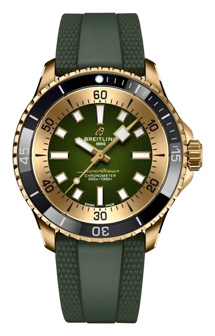 Breitling SuperOcean Automatic 42 N17375, reference N17375201L1S1, green dial, ceramic and bronze case