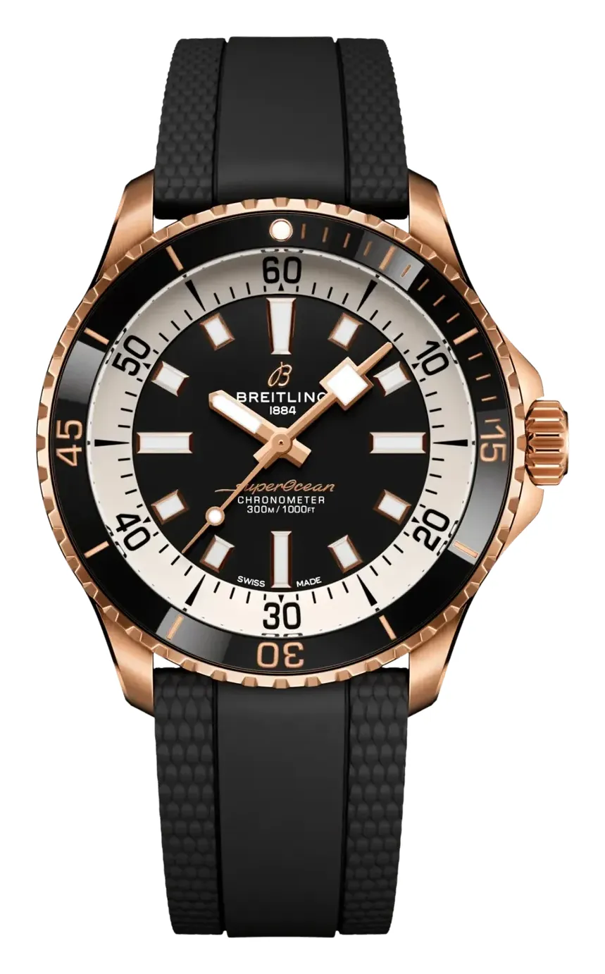 Breitling SuperOcean Automatic 42 R17375, reference R17375211B1S1, black dial, ceramic and rose gold case