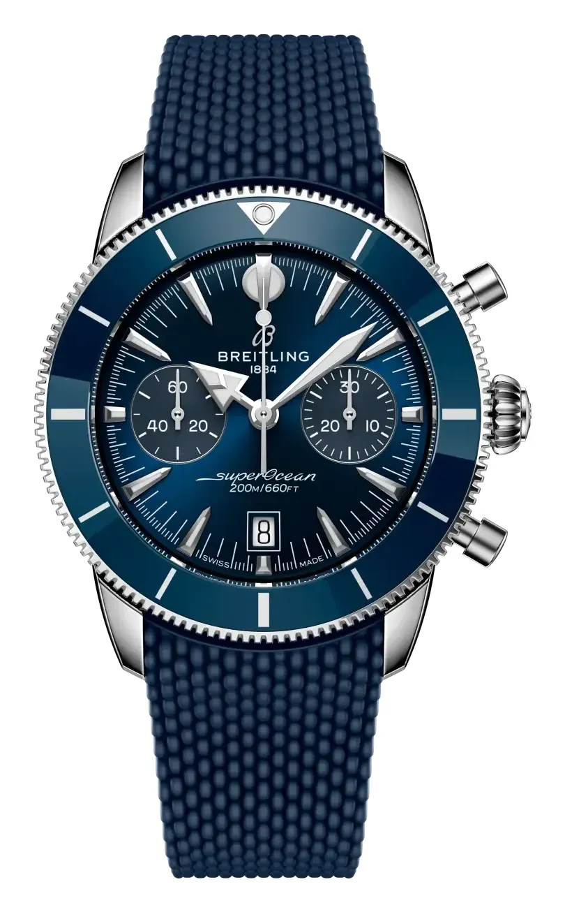 Breitling Superocean Heritage B01 Chronograph 42, reference AB0156161C1S1, blue dial, ceramic and stainless steel case