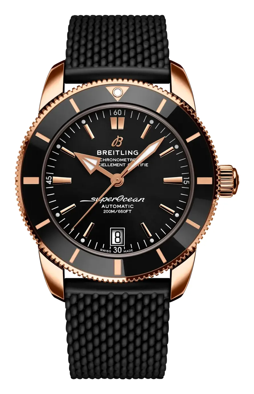 Breitling Superocean Heritage II 42 RB2010, reference RB2010121B1S1, black dial, rose gold case