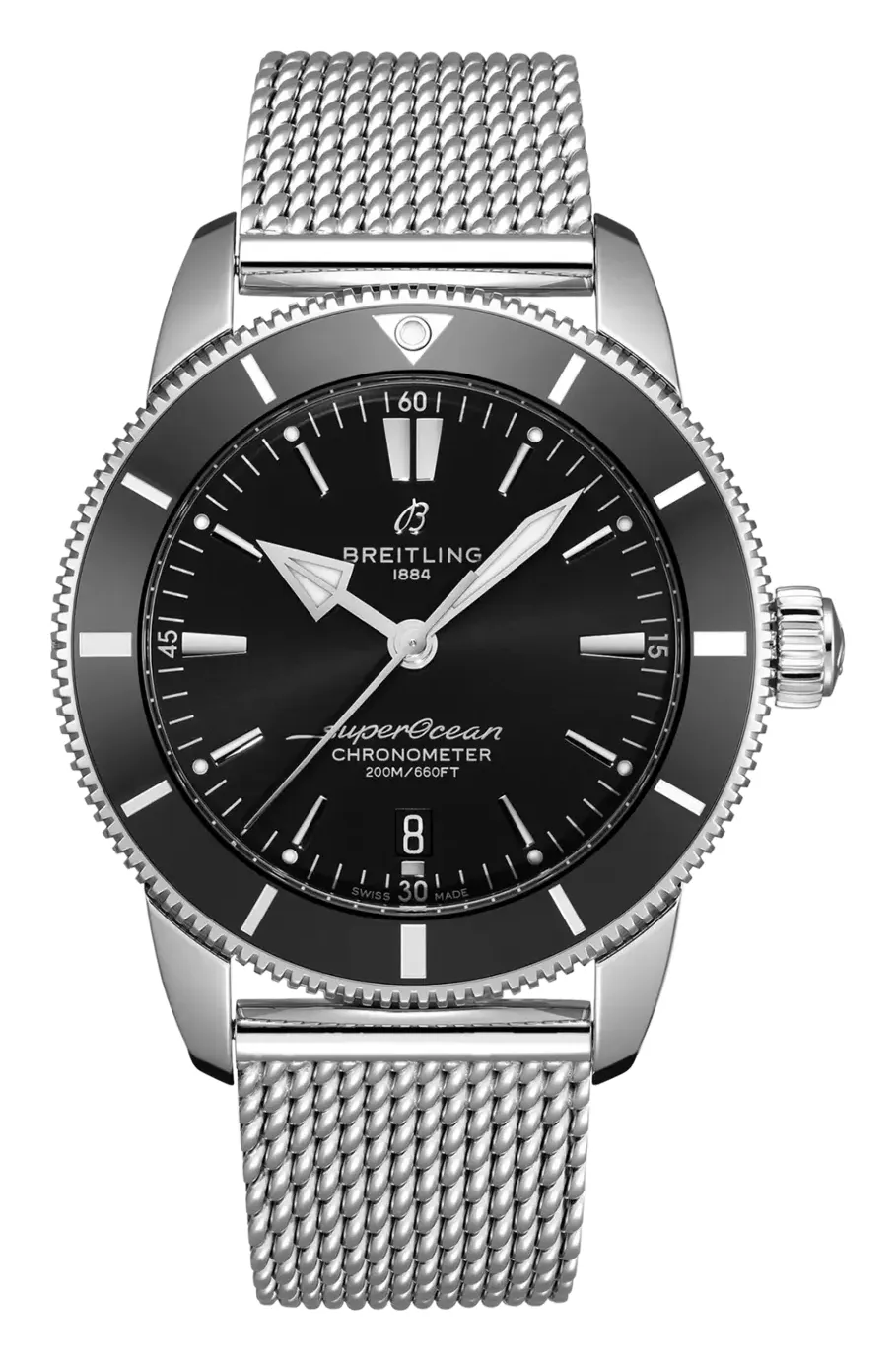 Breitling Superocean Heritage II B20 Automatic 44, reference AB2030121B1A1, black dial, ceramic and stainless steel case