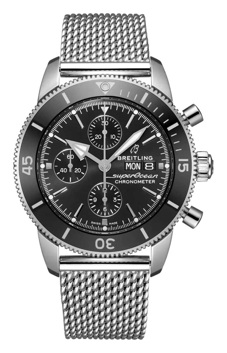 Breitling Superocean Heritage II Chronograph 44, reference A13313121B1A1, black dial, ceramic and stainless steel case