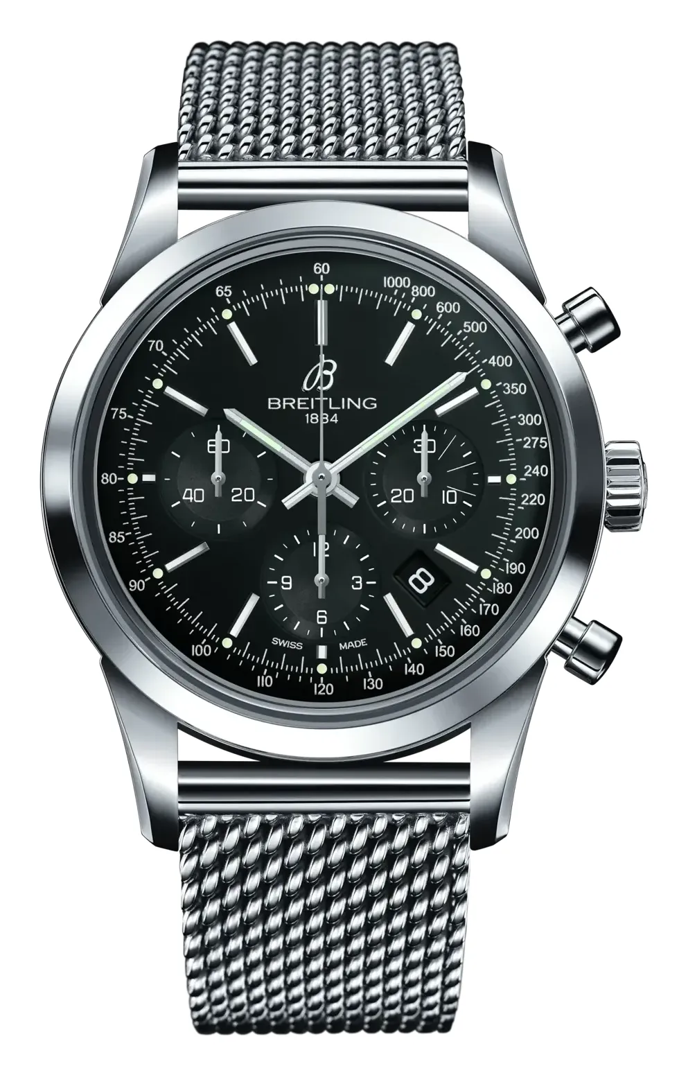 Breitling Transocean Chronograph, reference AB0152121B1A1, black dial, stainless steel case