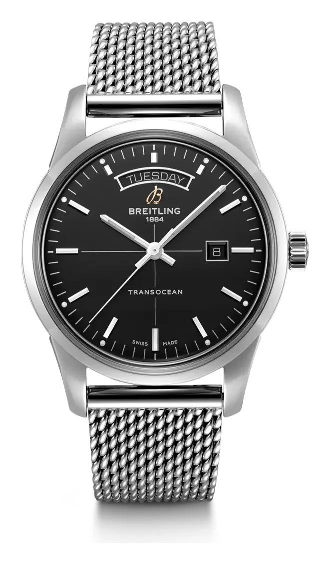 Breitling Transocean Day & Date A45310, reference A45310121B1A1, black dial, stainless steel case