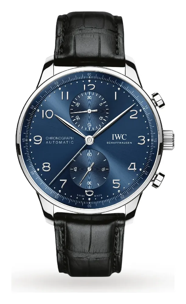 IWC Portugieser Chronograph, reference IW3716-06, blue dial, stainless steel case