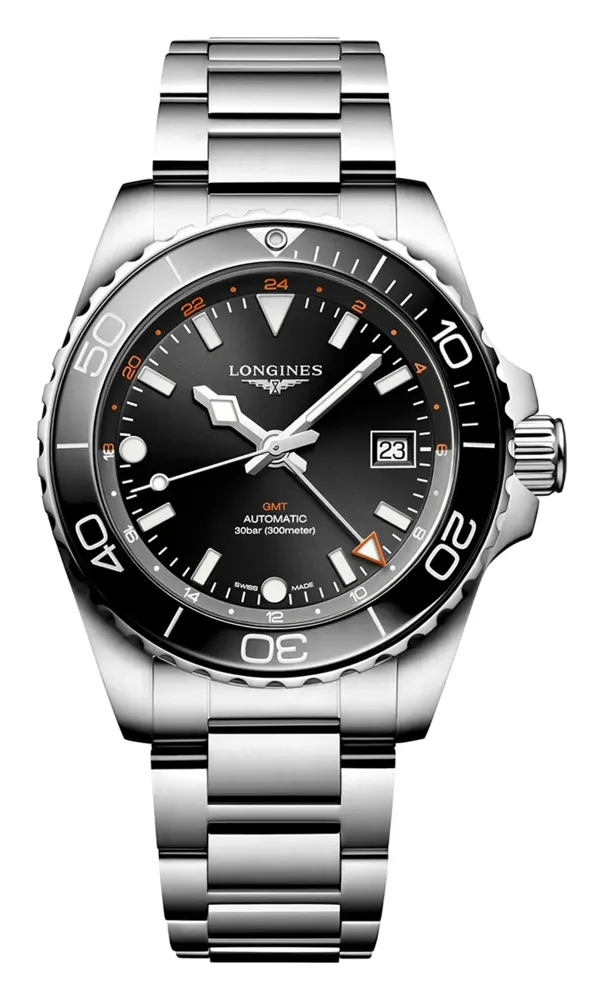 Longines Hydroconquest GMT 41, reference L3.790.4.56.6, ceramic and stainless steel case