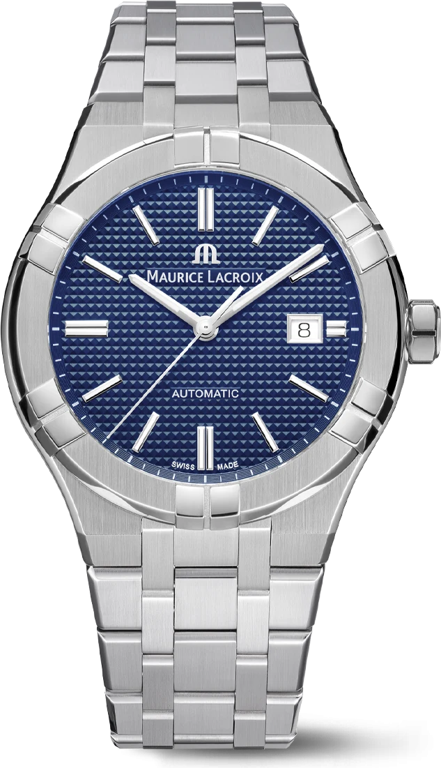 Maurice Lacroix Aikon Automatic Date 42mm, reference AI6008-SS002-430-1, blue dial, stainless steel case