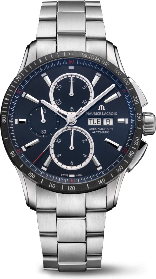 Maurice Lacroix Pontos S Chronograph, reference PT6038-SSL22-430-1, blue dial, stainless steel case