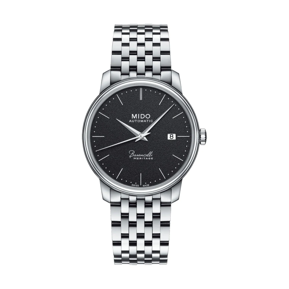 Mido Baroncelli Heritage Gent, reference M027.407.11.050.00, black dial, stainless steel case