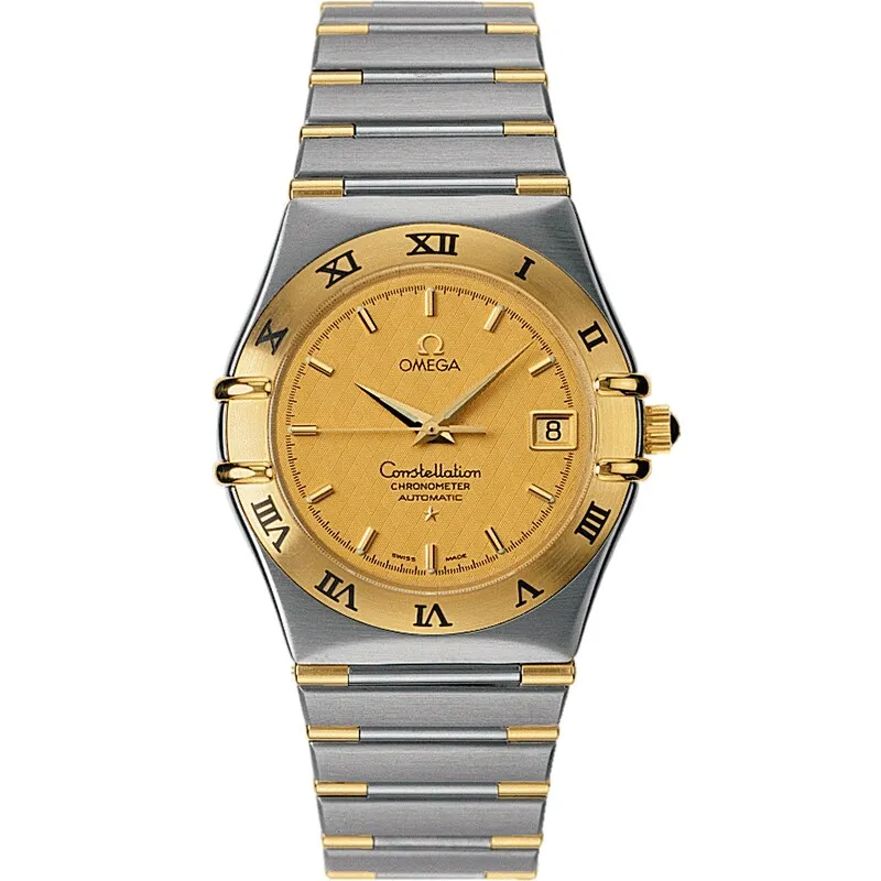 Omega Constellation Automatic 35.5 1302.10.00, reference 1302.10.00, yellow dial, stainless steel and yellow gold case