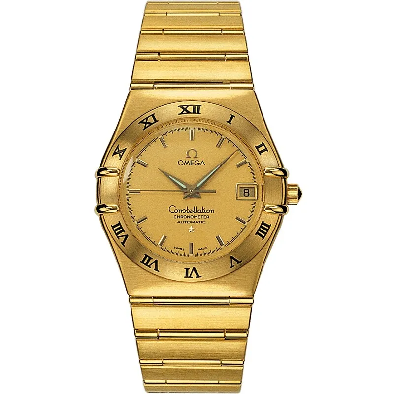 Omega Constellation Automatic 35.5 '95 1102.10.00, reference 1102.10.00, yellow dial, yellow gold case
