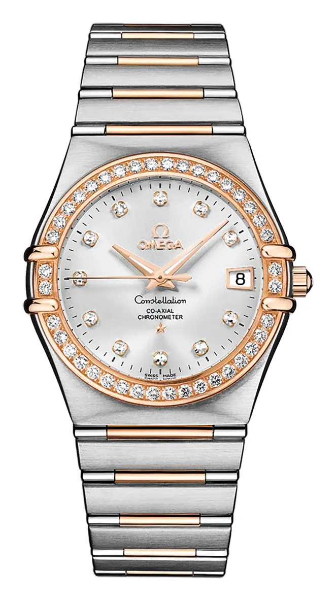 Omega Constellation Automatic 36 111.25.36.20, reference 111.25.36.20.52.001, silver dial, stainless steel and rose gold case