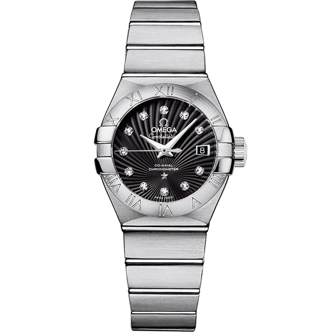 Omega Constellation Co-Axial 27 Brushed 123.10.27.20, reference 123.10.27.20.51.001, black dial, stainless steel case