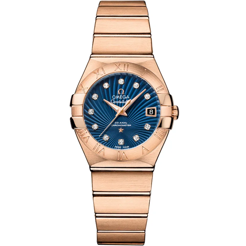 Omega Constellation Co-Axial 27 Brushed 123.50.27.20, reference 123.50.27.20.53.001, blue dial, rose gold case