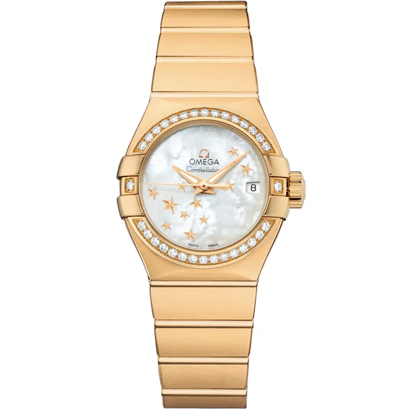 Omega Constellation Co-Axial 27 Brushed 123.55.27.20, reference 123.55.27.20.05.001, white dial, yellow gold case