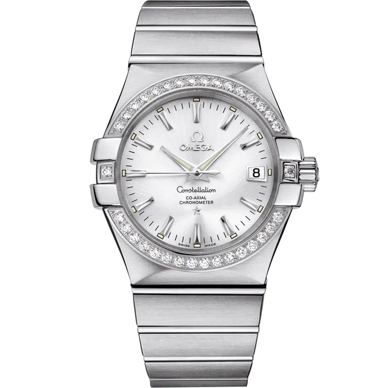 Omega Constellation Co-Axial 35 123.15.35.20, reference 123.15.35.20.02.001, silver dial, stainless steel case