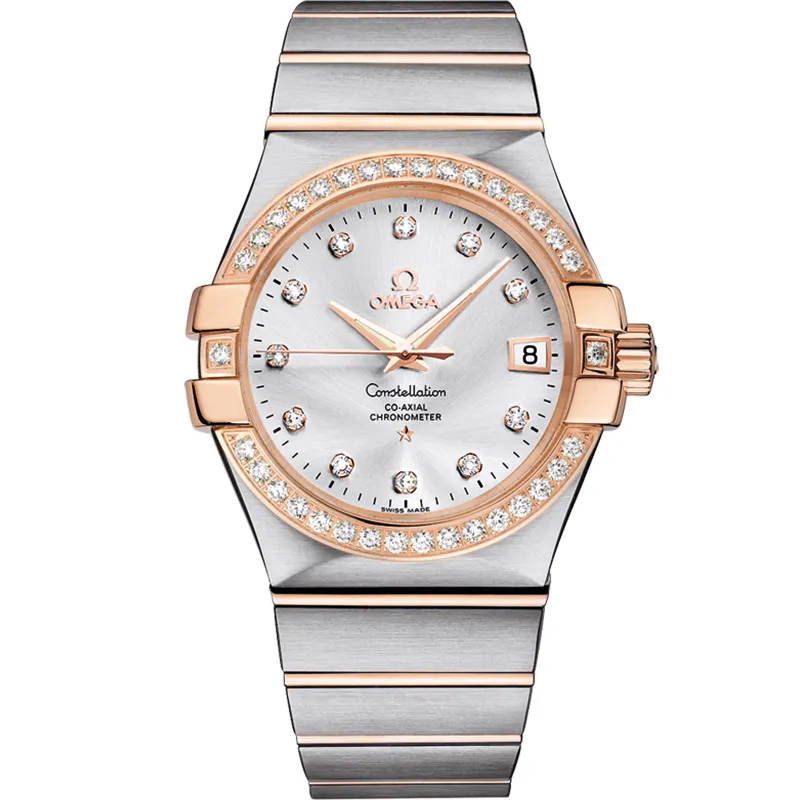 Omega Constellation Co-Axial 35 123.25.35.20, reference 123.25.35.20.52.001, silver dial, stainless steel and rose gold case