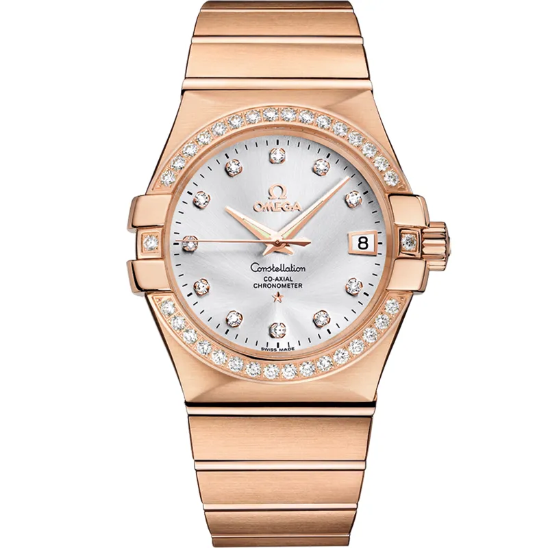 Omega Constellation Co-Axial 35 123.55.35.20, reference 123.55.35.20.52.001, silver dial, rose gold case