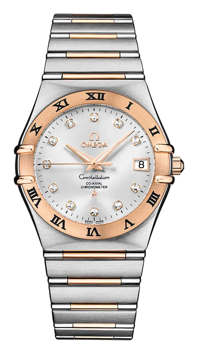 Omega Constellation Co-Axial 35.5 111.20.36.20, reference 111.20.36.20.52.001, silver dial, stainless steel and rose gold case