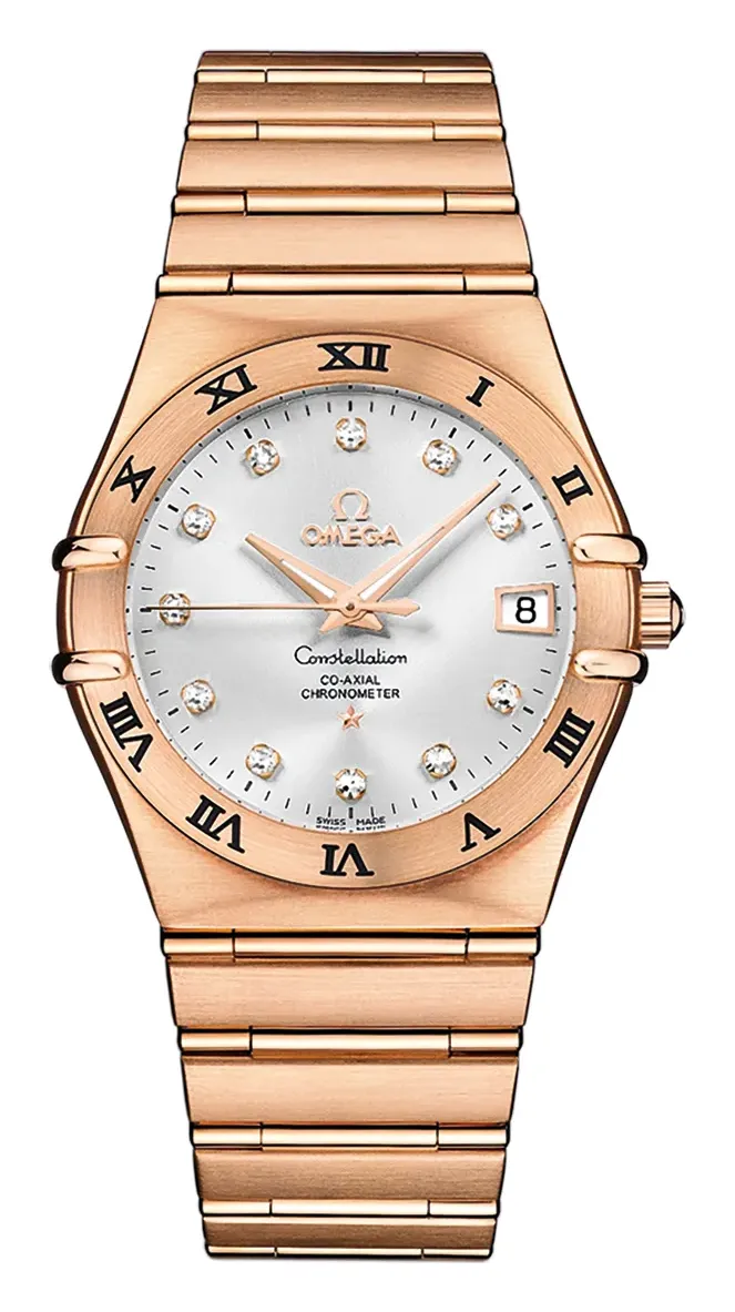 Omega Constellation Co-Axial 35.5 111.50.36.20, reference 111.50.36.20.52.001, silver dial, rose gold case